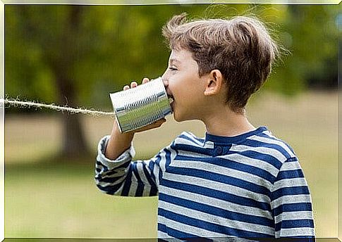 Children talking to themselves - boy playing the phone