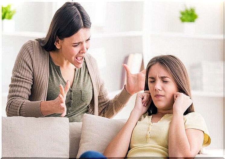 Shouting between parents and child.