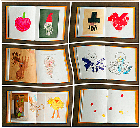 Homemade book with drawings