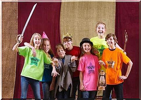 Improvisational theater - children on stage