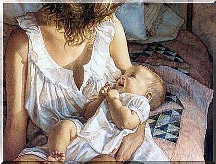 It is important to talk to your baby - drawing baby smiles in mom's arms