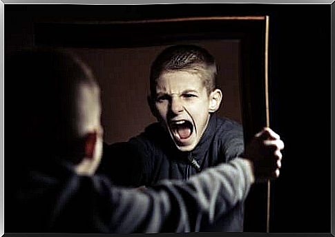 Teenager yells at each other in the mirror